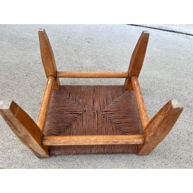 19th Century Maple Footstool Ottoman With Rush Seat and Tapered Legs For Sale - Image 11 of 12