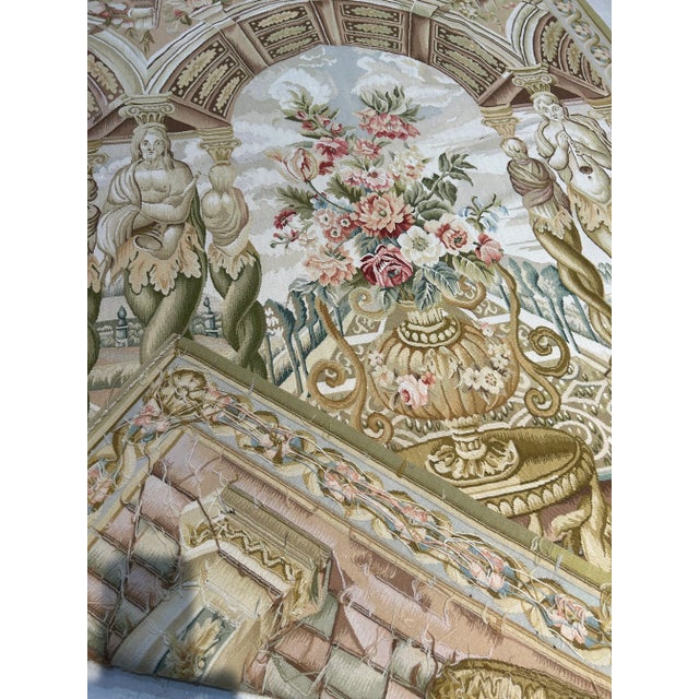 Italian 1990s Tapestry Handmade Garden Scene For Sale - Image 3 of 8