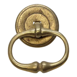 Mid 20th Century Traditional Solid Brass Circular Back Drawer Ring Pull