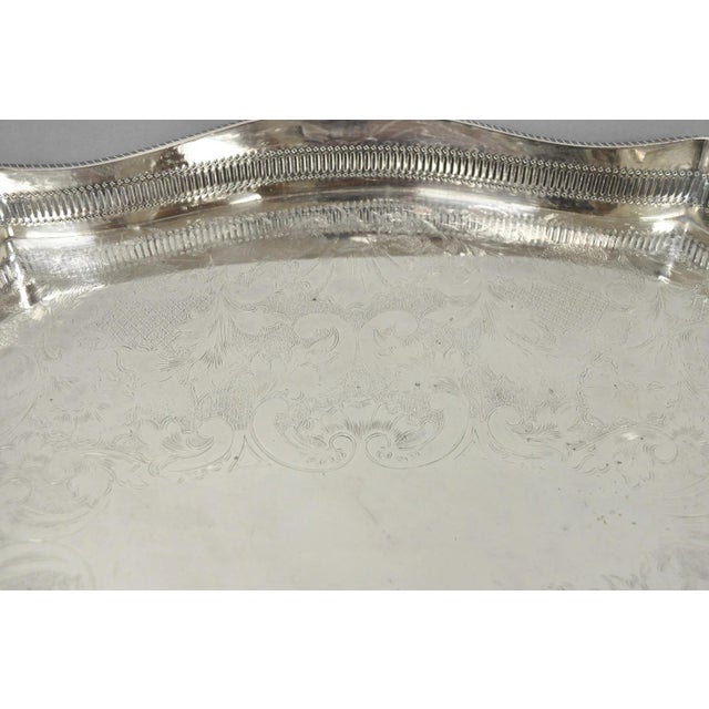Vintage William Adams Sheffield England Edwardian Silver Plated Scalloped Tray For Sale - Image 9 of 16