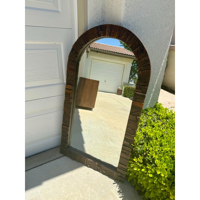 Brutalist Mid Century Lane Pueblo Brutalist Vintage Mirror For Sale - Image 3 of 4