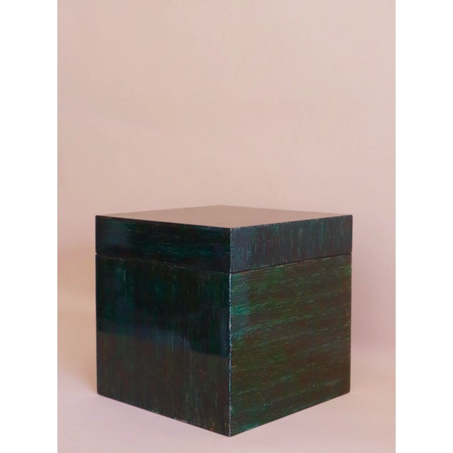 Large lacquer box with attractive bamboo pattern highlighted in black and gold. Colorful exterior with black interior and...