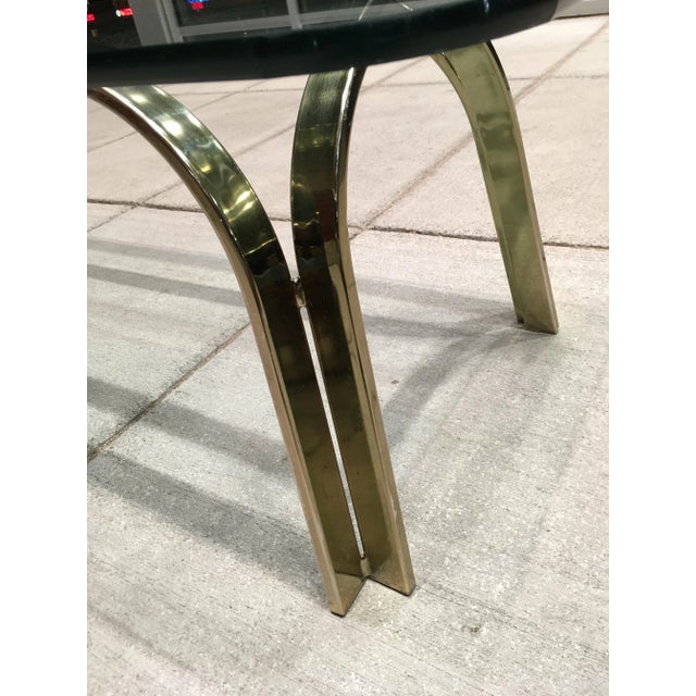 Postmodern Brass & Glass Coffee Table After Roger Sprunger For Sale - Image 12 of 13