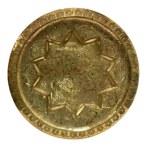 Middle Eastern Moorish Antique Round Brass Tray 20 Inches