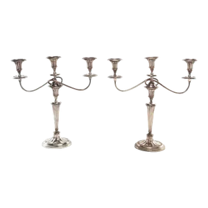 Pair of English Georgian Sheffield Plate Candelabras, Circa 1790