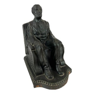 Bookends VTG Nuart Abraham Lincoln in Throne Chair Bronzed Finish. Art Metal Co. 1924 For Sale