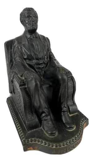 Bookends VTG Nuart Abraham Lincoln in Throne Chair Bronzed Finish. Art Metal Co. 1924