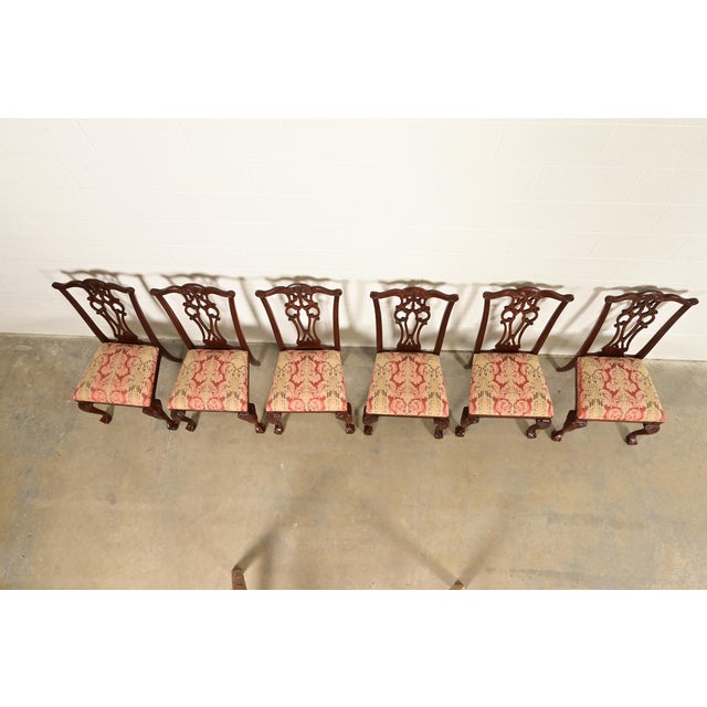 Late 20th Century Ethan Allen Chippendale Carved Mahogany Dining Chairs, Set of Six For Sale - Image 5 of 12