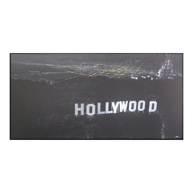 Hollywoodland - Where It All Happens - Original Los Angeles Hollywood Sign Acrylic and Photograph on Canvas by Pete Kasprzak For Sale