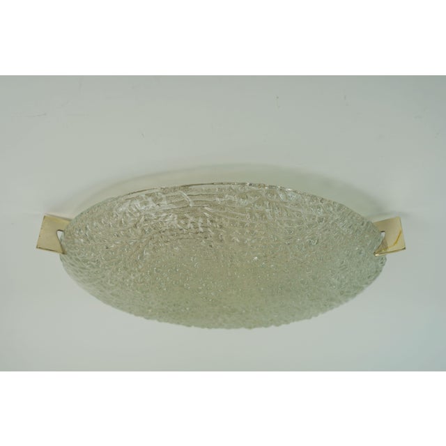 Vintage Ice Glass Ceiling Lamp Flush Mount with Relief Surface from Kaiser-Leuchten, 1960s For Sale - Image 12 of 18