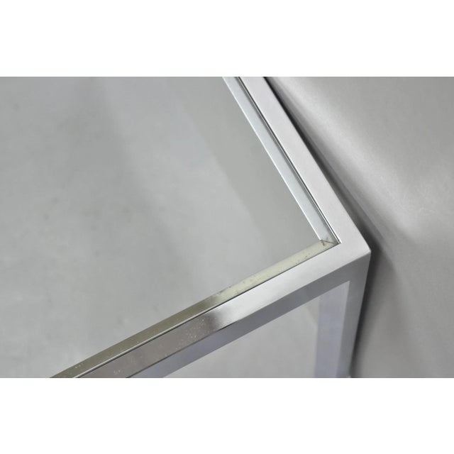 Mid Century Modern Polished Chrome Glass Top Square Occasional Side End Table For Sale In Philadelphia - Image 6 of 7