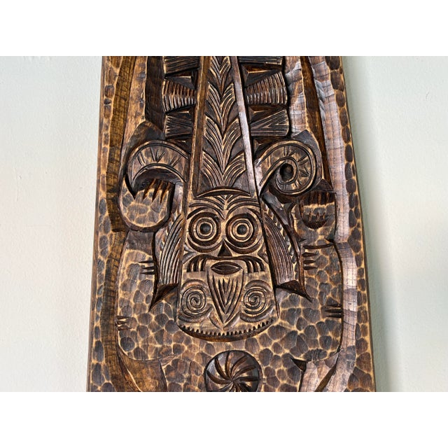 Vintage African or Mayan Hand Carved Wood Wall Art For Sale In Miami - Image 6 of 7