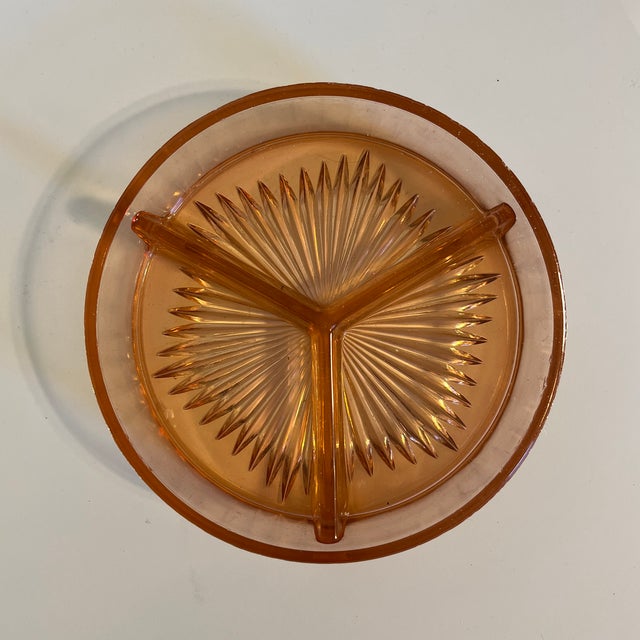1900 - 1909 1900 Pink Depression Glass 3-Part Divided Candy or Nut Dish For Sale - Image 5 of 5