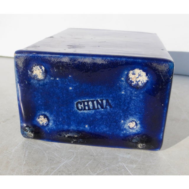 Navy Blue Antique Chinese Pillow Vase Circa 20s For Sale - Image 8 of 9