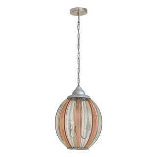 1970s Italian Pink Murano Glass Pendant Light in the Manner of Veca For Sale