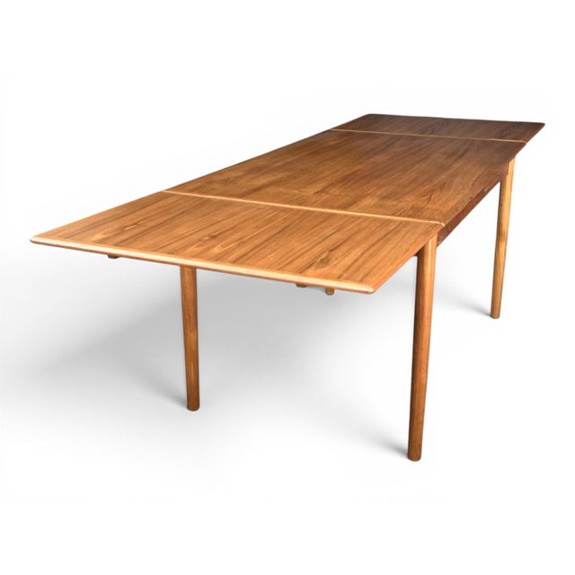 Wood Mid-Century Danish Modern Teak Extendable Dining Table For Sale - Image 7 of 9