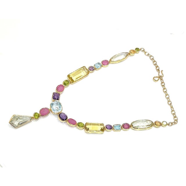 Bochic "Capri" Diamond, Amethyst, Topaz, Citrine & Peridot Necklace in 18K & Silver For Sale - Image 4 of 18