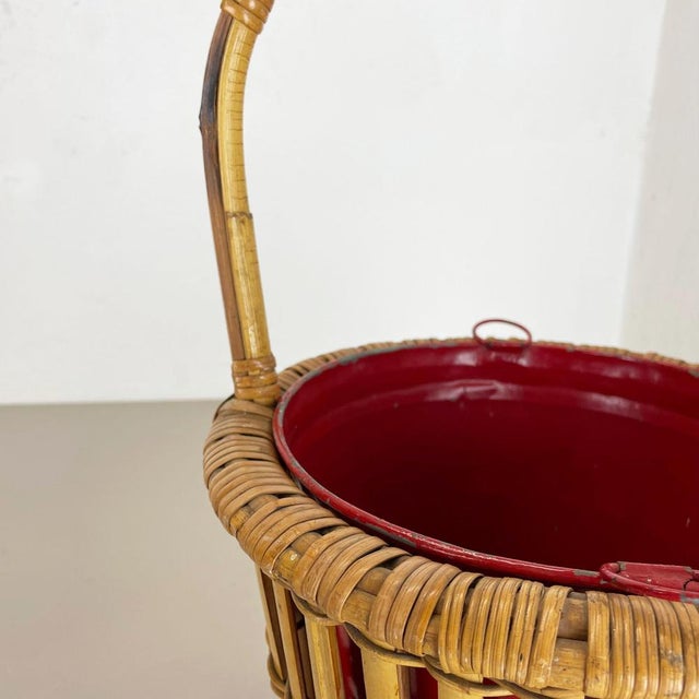 Minimalistic Bamboo Metal Planter in the style of Matégot, France, 1960s For Sale - Image 10 of 18