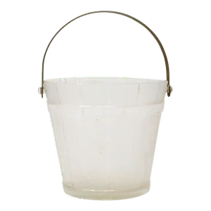 Vintage Glass Barrel Ice Bucket With Metal Tongs