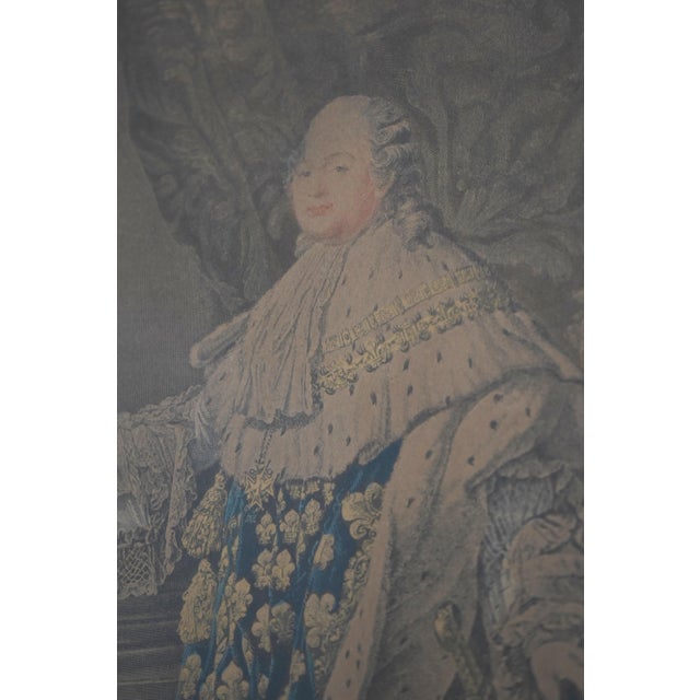 Pair Stunning Vintage French Royalty Framed Colored Engravings For Sale - Image 11 of 15