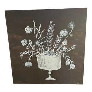 Original Contemporary Botanical Painting in Neutral Colors For Sale
