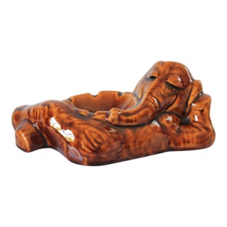 Vintage Ceramic Elephant Ashtray or Trinket Dish For Sale