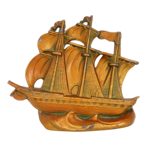 Single Uss Constitution Old Ironsides Metal Bookend Circa 1925