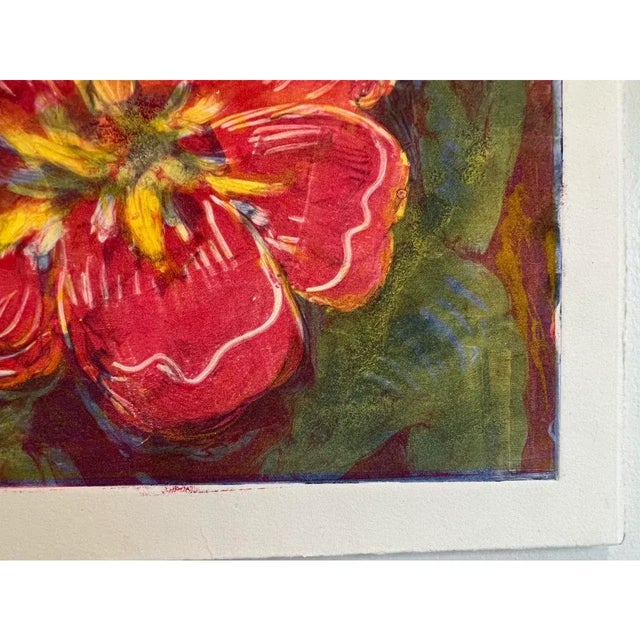Vintage Arnold Grossman Original Monoprint – Vibrant Arts & Crafts Botanical Flower Art For Sale - Image 4 of 7