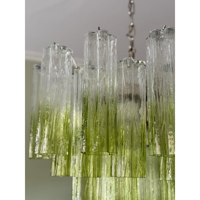 Mid-Century Modern Green Ombre Murano Glass Chandeliers, Set of 2 For Sale - Image 3 of 12