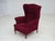 Danish Highback Wingback Armchair in Cherry-Red Velour, 1960s For Sale - Image 16 of 18