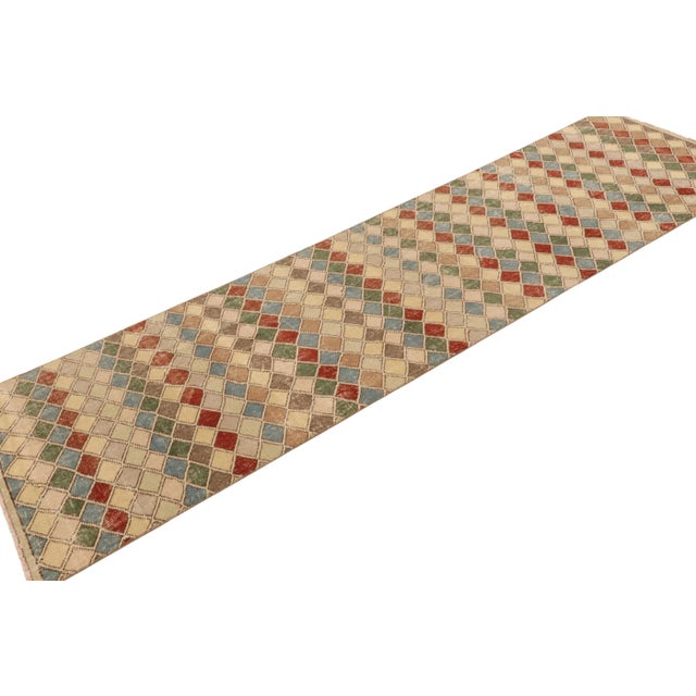 1950s Vintage Turkish Runner, Mosaic-Inspired Multicolor Geometric Design - Rug & Kilim For Sale - Image 5 of 7
