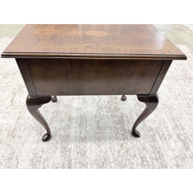 Queen Anne Late 20th Century Council Furniture Queen Anne Inlaid Lowboy For Sale - Image 3 of 9