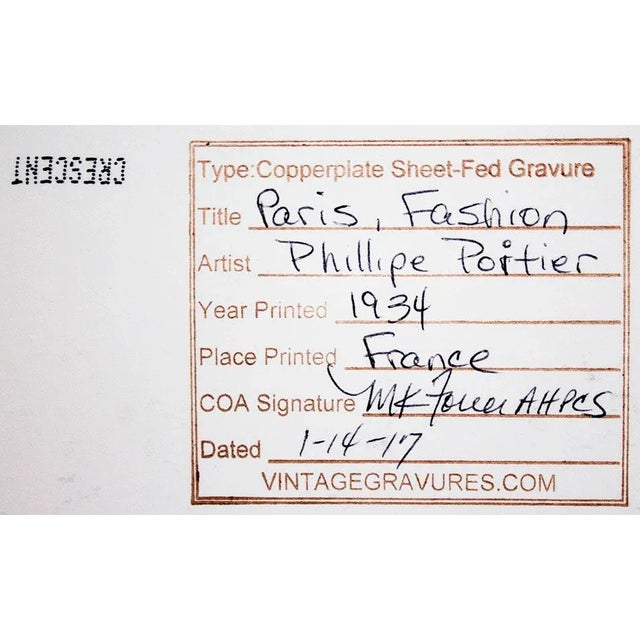 French Original Gravure Print Paris Fashion - Phillips Poitier, 1934 France For Sale - Image 3 of 5