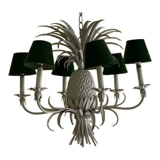 1970s Italian White Painted Tole Pineapple Chandelier For Sale