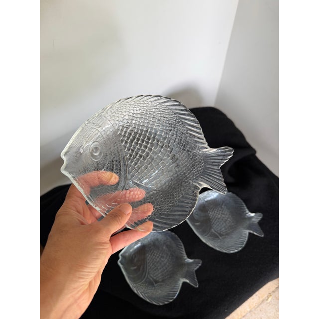 Postmodern Vintage Glass Fish Appetizer Plates - Set of 4 For Sale - Image 3 of 5