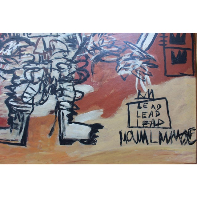 1980s After Basquiat, Neo-Expressionist Composition, 1980s, Oil & Wood For Sale - Image 5 of 9