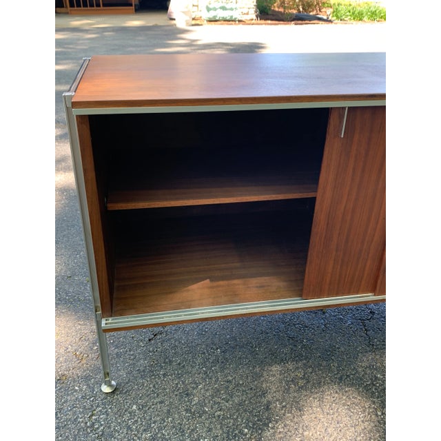Brown 1950s Hugh Acton Walnut + Aluminum 3 Piece Executive Desk For Sale - Image 8 of 12