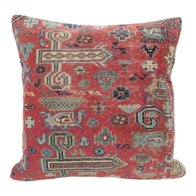 Vintage Tribal Figures Handwoven Rug Pillow Cover -20'' X 29'' For Sale