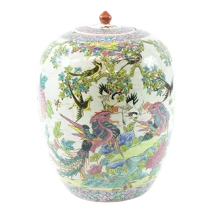 19th Century Antique Chinese Famille Rose Jar With Lid Cracked and Repaired See Pics