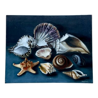 Vintage Mon Jones Shell Still Life Oil Painting For Sale
