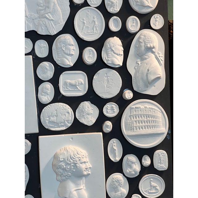 White Large Pair of Grand Tour Revival Classical Intaglio and Cameo Casts & Wood Panels For Sale - Image 8 of 15