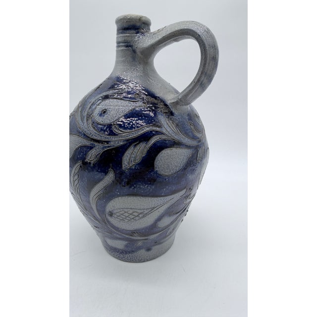 Antique German Westerwald Blue Incised Stoneware Jug, Circa 19th Century For Sale - Image 10 of 17