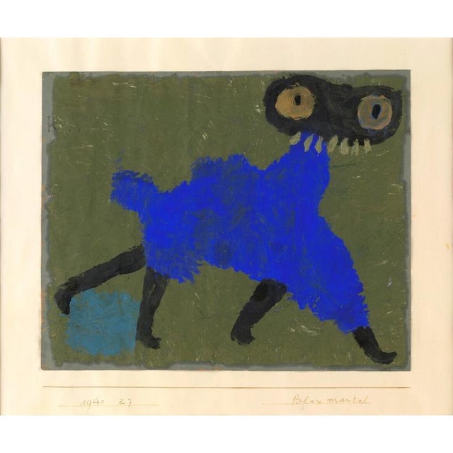 Blue Coat by Paul Klee depicting a figure in a blue coat, executed on paper mounted on cardboard in 1940. by piemags/PL...