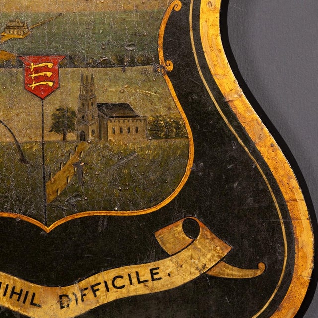 Antique English Hand-Painted Essex Armorial Shield, 19th Century For Sale - Image 9 of 14