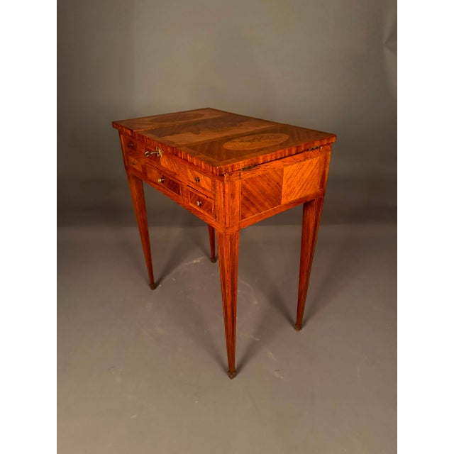 19th Century French Louis XVI Style Inlaid Mahogany Vanity With Mirror, Circa 1870 For Sale - Image 13 of 18