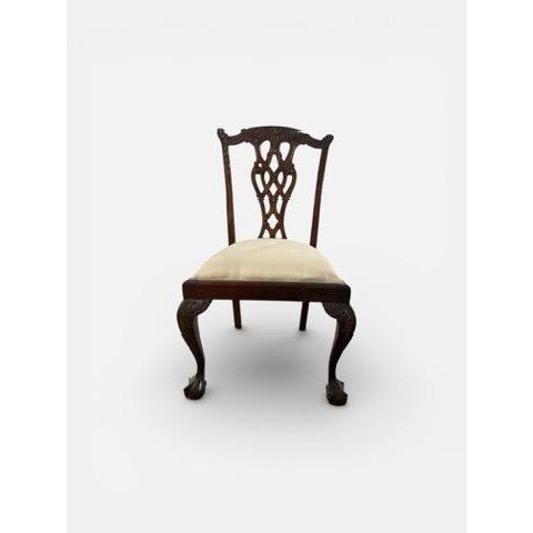 Set of 10 Dining Chairs- Vintage Chippendale Mahogany Chairs With Removable Seats For Sale - Image 4 of 10
