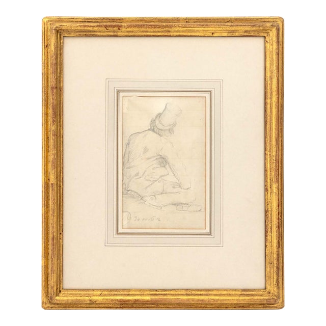 Jean-Paul Laurens Seated Man Chalk, 19th Century For Sale