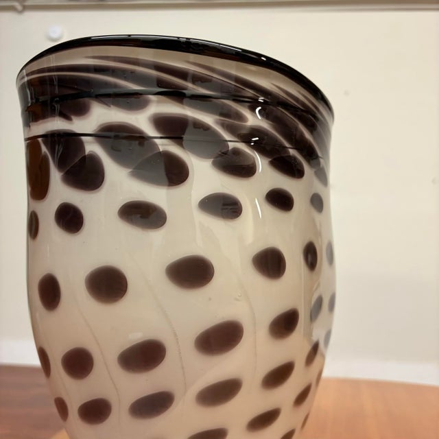 White and Black Brian Heritage Signed Handblown Art Glass Vessel, 2001 For Sale - Image 10 of 12