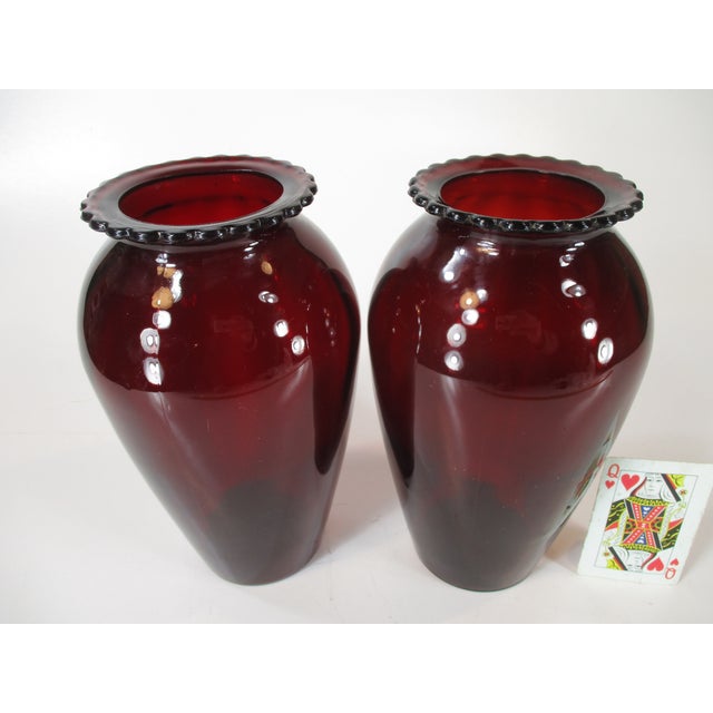 Pair Vintage Red Glass Vases For Sale - Image 17 of 18