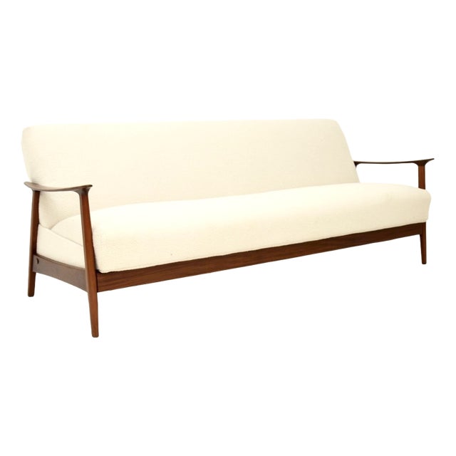 Vintage Danish Afrosia Sofa Bed, 1960s For Sale